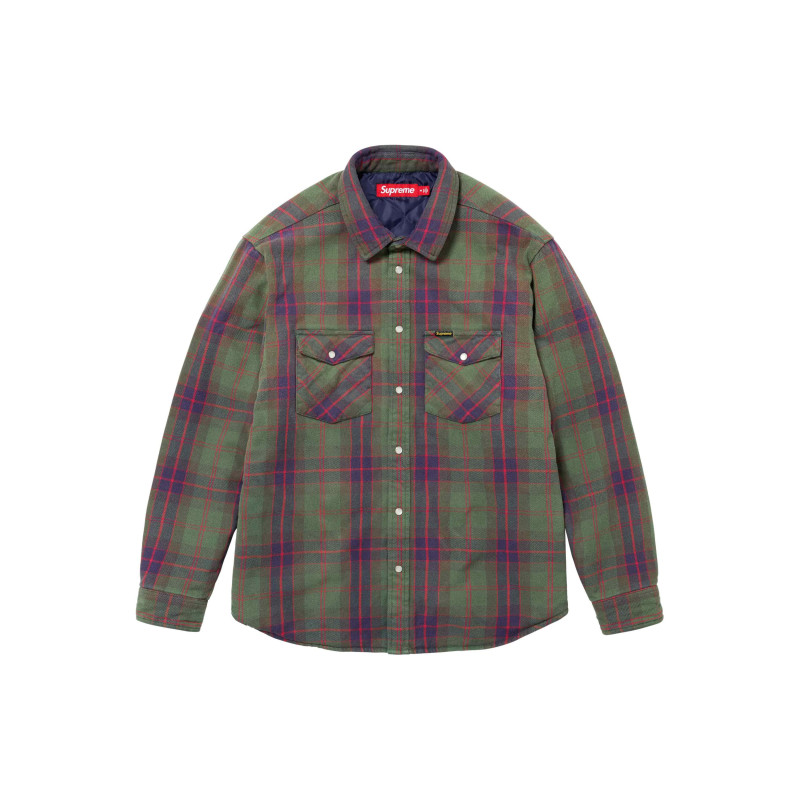 Supreme SS24 WEEK1 QUILTED FLANNEL SNAP SHIRT
