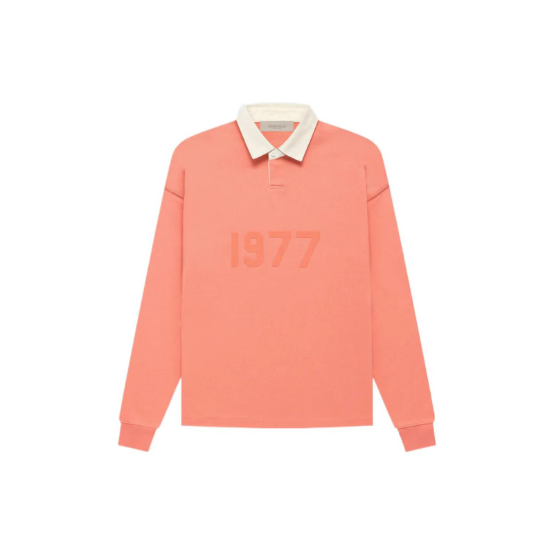 Fear of God Essentials FW22 1977 Henley Rugby in Coral Polo