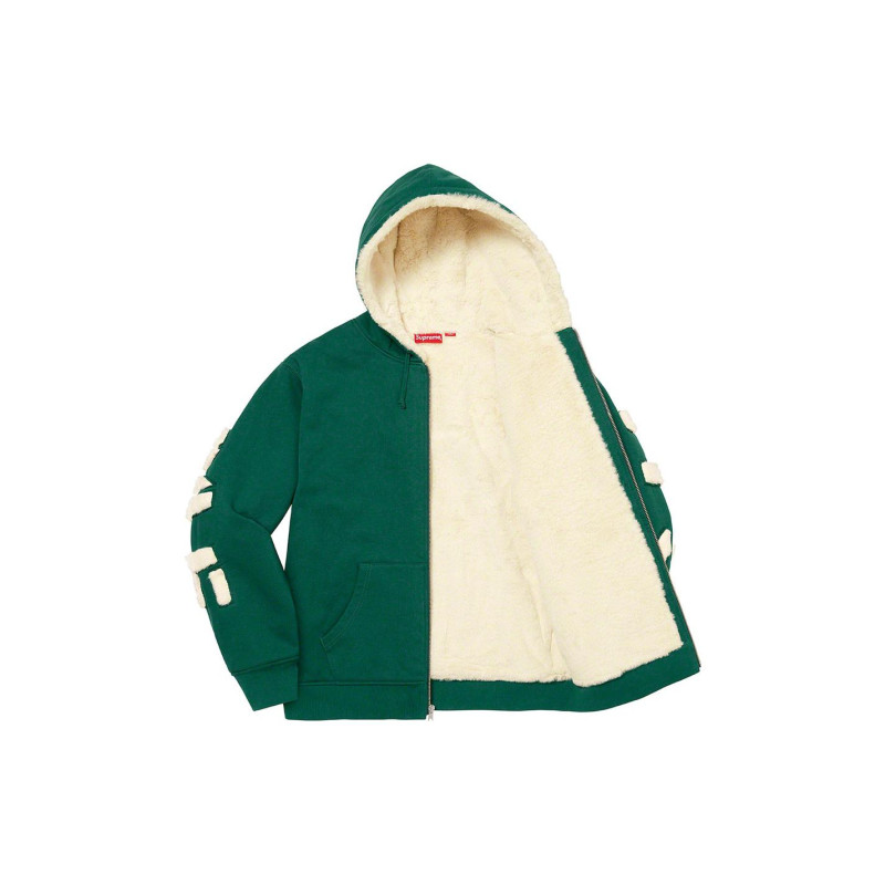 Supreme FW22 Week 17 Faux Fur Lined Zip Up Hooded Sweatshirt