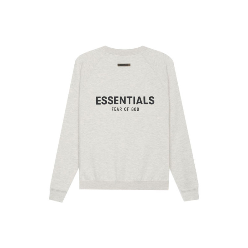 Fear of God Essentials SS21 Pullover Crewneck Light Heather Oatmeal Logo