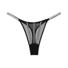Victoria's Secret PINK VERY SEXY Sheer Shine Thong PantyBlack 1