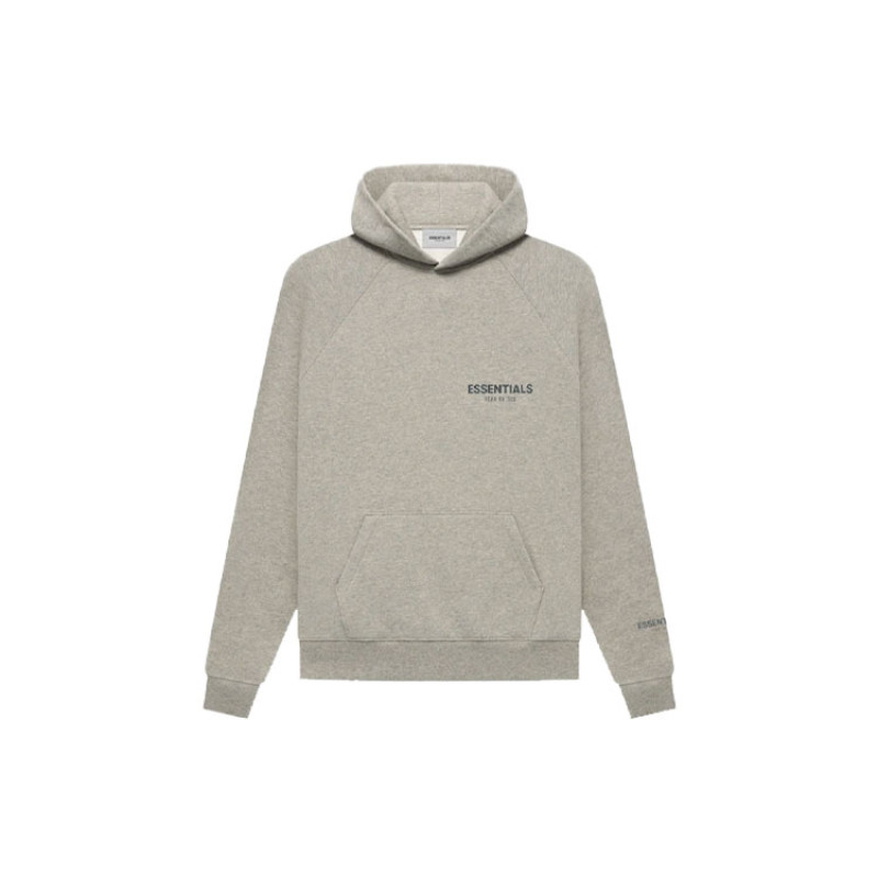 Fear of God Essentials FW21 Pullover Hoodie Dark Heather Oatmeal Logo