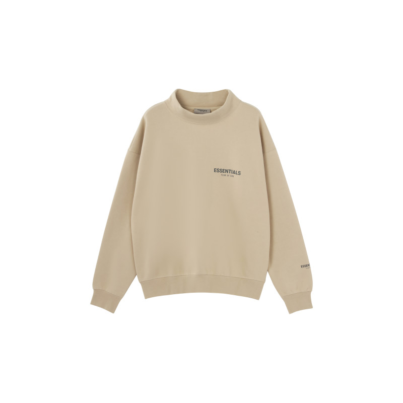 Fear of God Essentials FW21 Mock Neck Sweatshirt BeigeLinen Logo