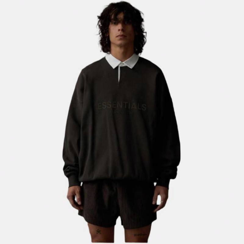 Fear of God Essentials SS23 waffle Raglan Hoodie off Black Logo