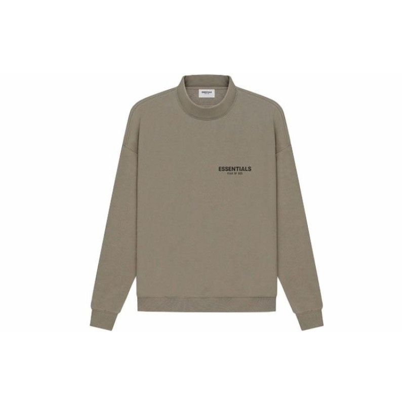 Fear of God Essentials SS21 Pull-Over Mockneck Taupe Logo