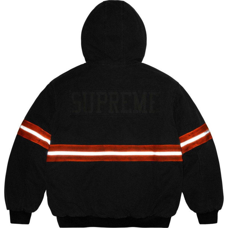 Supreme FW24 WEEK1 Reflective Stripe Hooded Work Jacket