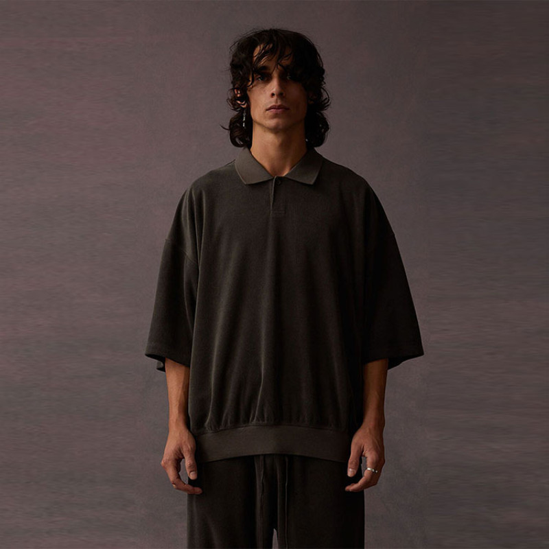 Fear of God Essentials SS23 Drop2 SS Terry Polo Off Black Polo