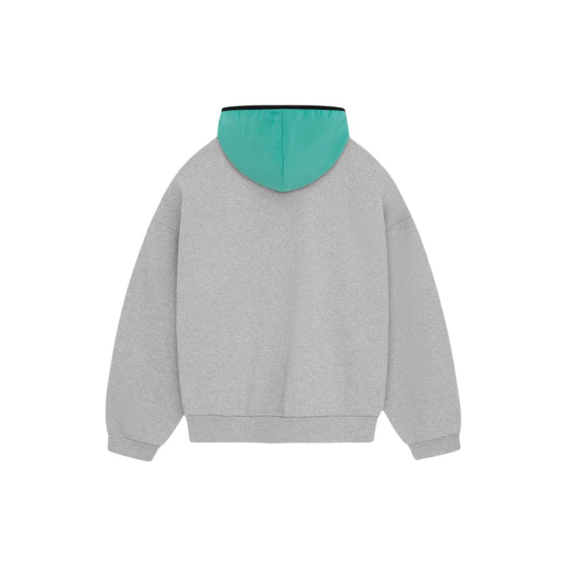 Fear of God Essentials SS24 drop2 Nylon Fleece Hoodie Light Heather GreyMint Leaf