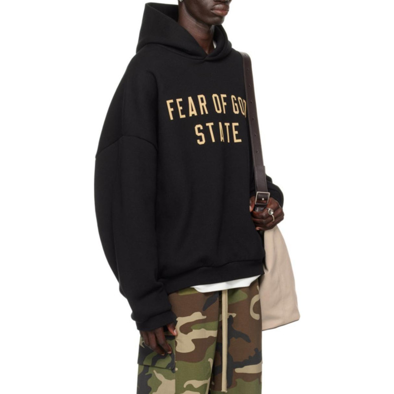 Fear of God Essentials Fall24 BACK TO SCHOOL Fleece Hoodie Logo BLACK