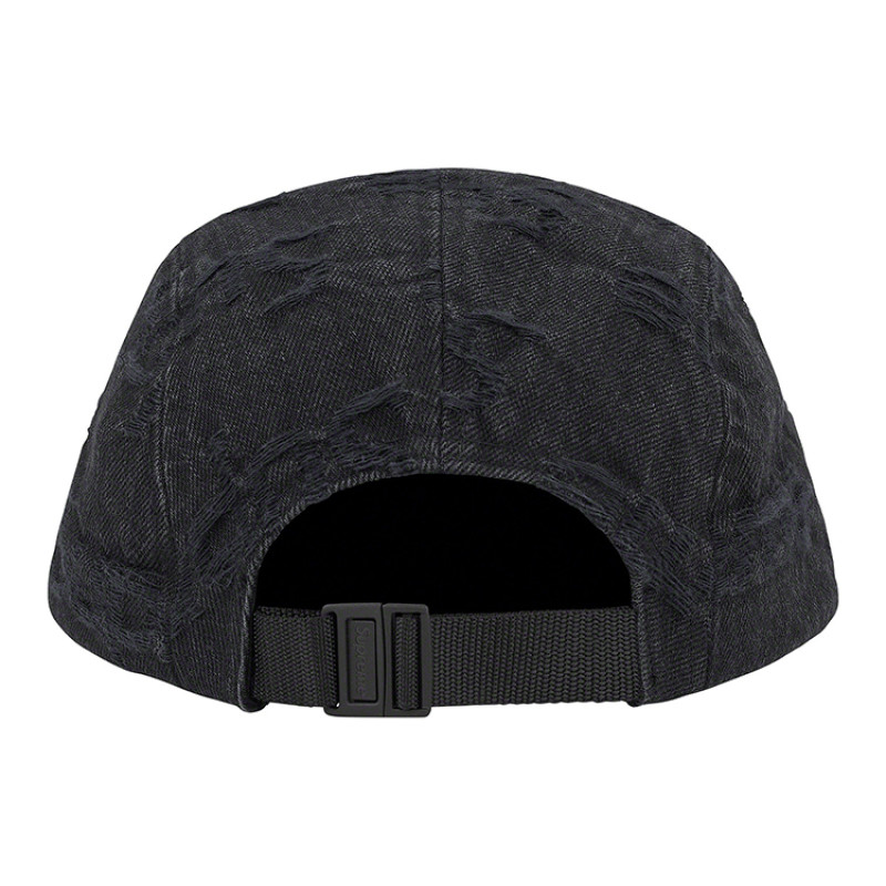Supreme Week 10 Frayed Logos Denim Camp Cap logo
