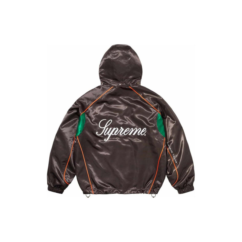 Supreme SS24 WEEK1 SATIN HOODED TRACK JACKET logo