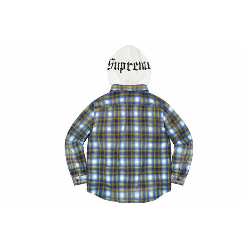 Supreme FW21 Week 9 Hooded Flannel Zip Up Shirt