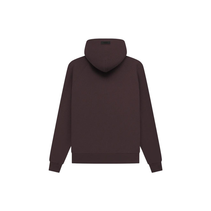 Fear of God Essentials SS23 Waffle Raglan Hoodie Plum Logo