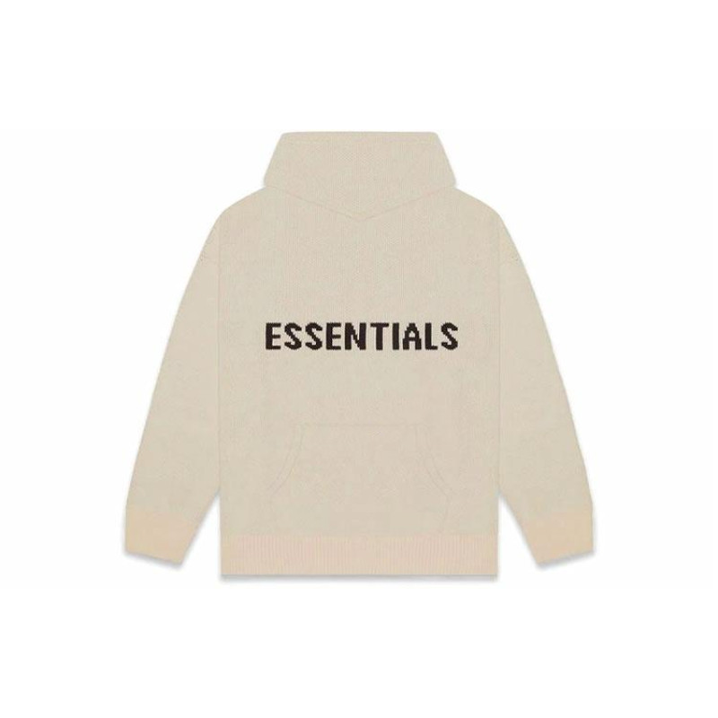 Fear of God Essentials FW20 Knit Hoodi Khaki Logo