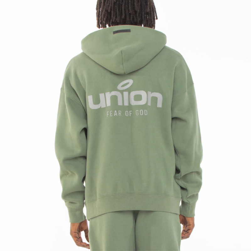 Fear of God Essentials x Union LA FW21 Vintage Hoodie Green Logo