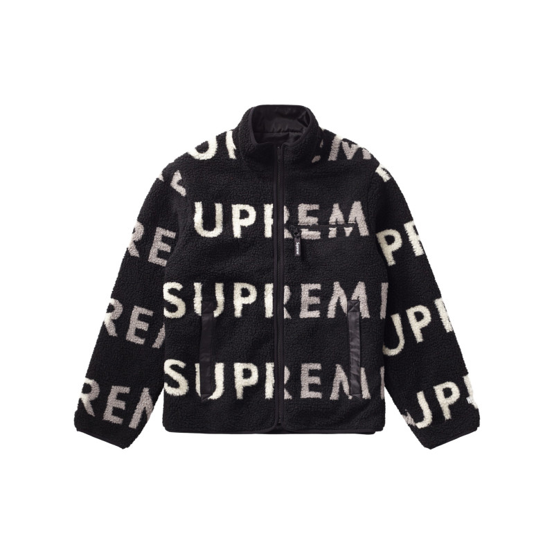 Supreme FW18 Reversible Logo Fleece Jacket Black