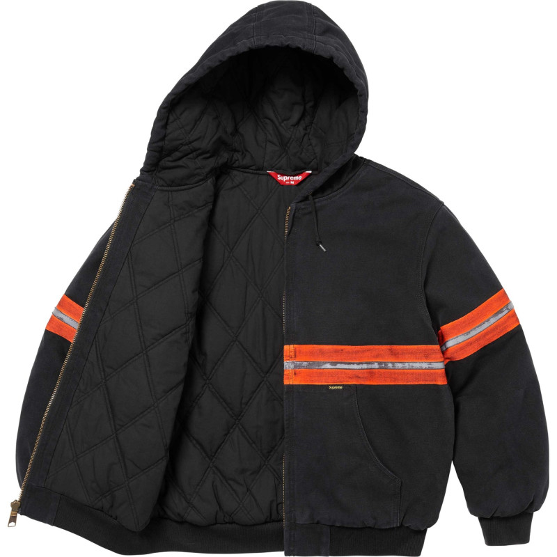 Supreme FW24 WEEK1 Reflective Stripe Hooded Work Jacket