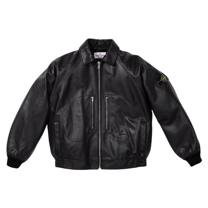Supreme x STONE ISLAND FW23 WEEK10 LEATHER BOMBER JACKET