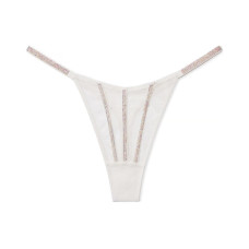 Victoria's Secret PINK VERY SEXY Sheer Shine Thong PantyCoconut White 1