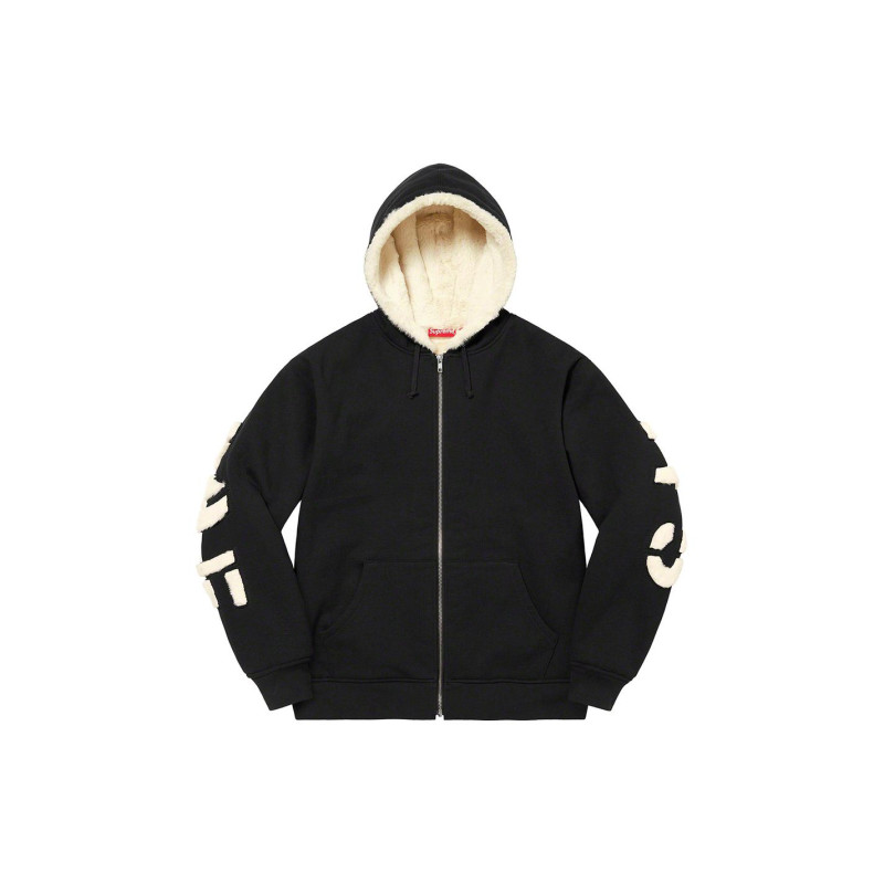 Supreme FW22 Week 17 Faux Fur Lined Zip Up Hooded Sweatshirt