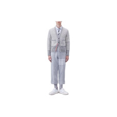 THOM BROWNE Mohair Tweed 4-Bar Classic V-Neck Cardigan V