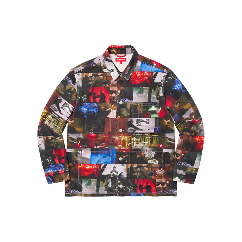 Supreme FW21 Week 1 Nas and DMX Collage Denim Chore Coat