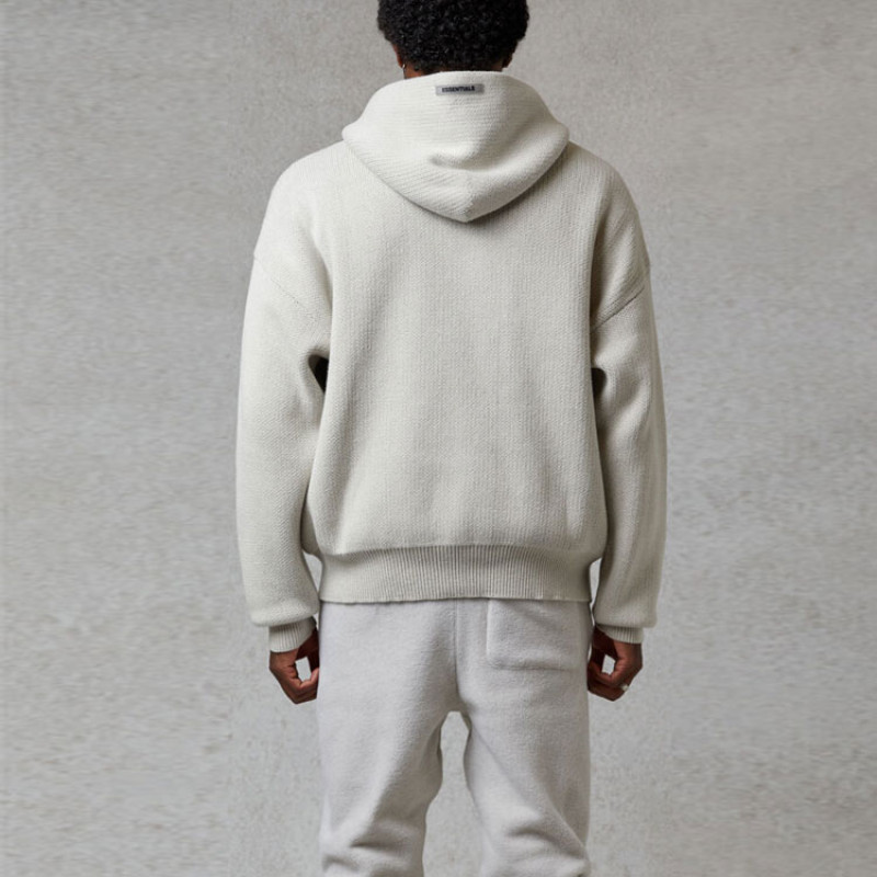 Fear of God Essentials FW20 Knit Hoodi Oatmeal Logo
