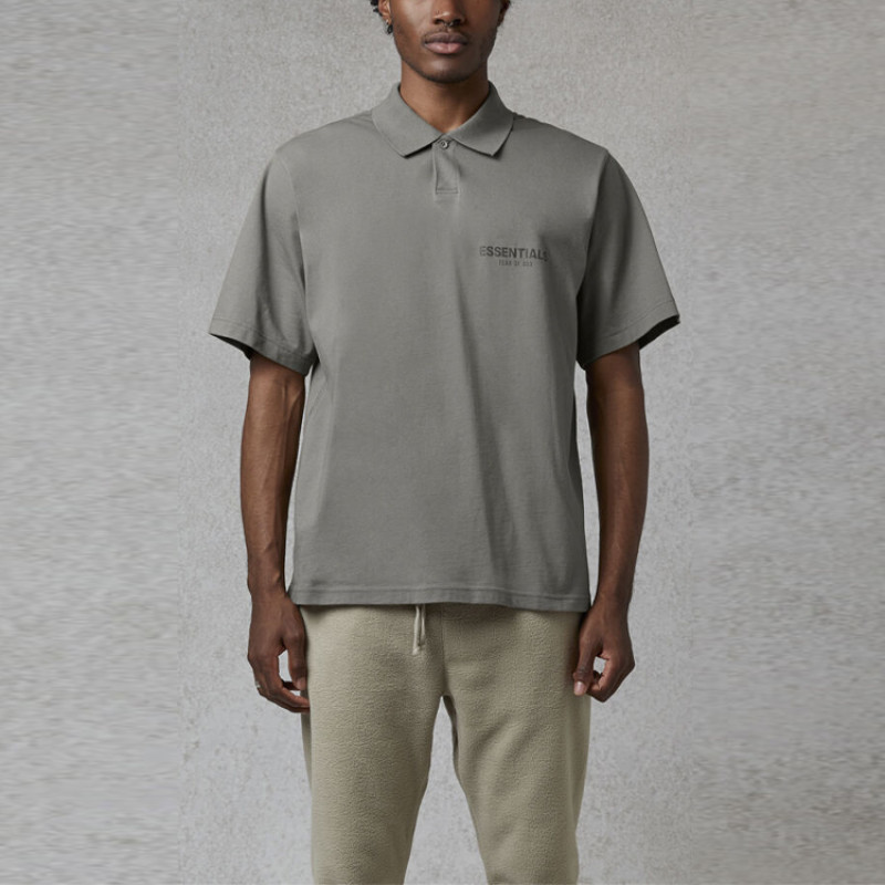Fear of God Essentials FW20 Polo Shirt Cement LogoPolo