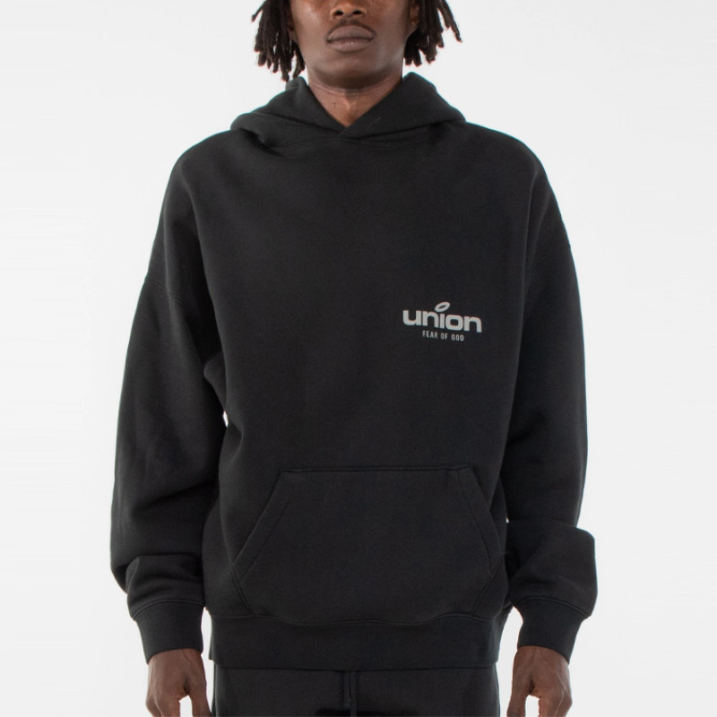 Fear of God Essentials x union la FW21 Vintage Hoodie Vintage Black Logo