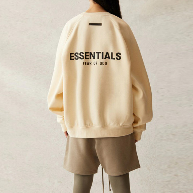 Fear of God Essentials SS21 Pull-Over Crewneck ButtercreamCream Logo