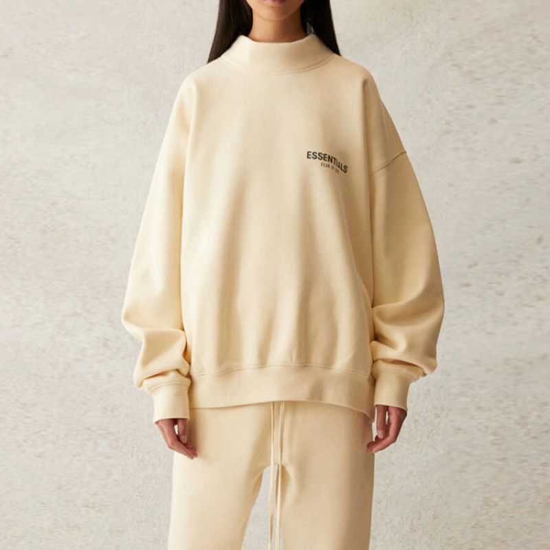Fear of God Essentials SS21 Pull-Over Mockneck ButtercreamCream Logo