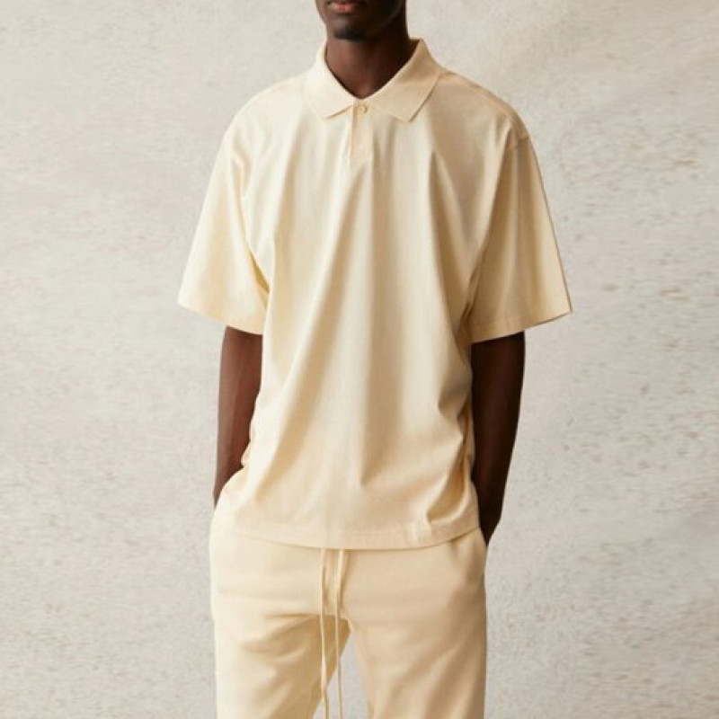Fear of God Essentials SS21 Short Sleeve Polo ButtercreamCream LogoPolo