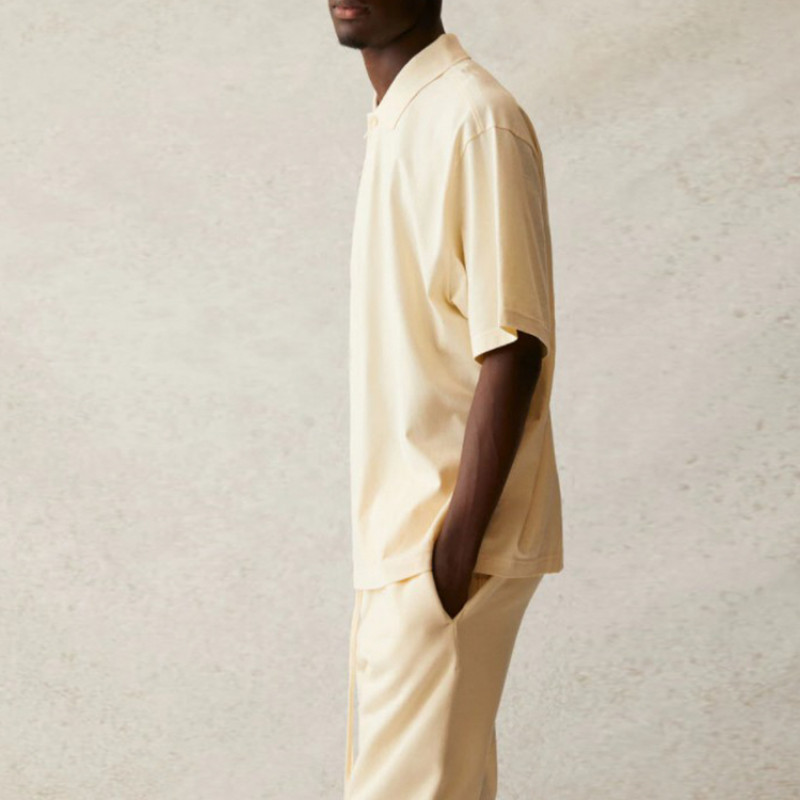 Fear of God Essentials SS21 Short Sleeve Polo ButtercreamCream LogoPolo