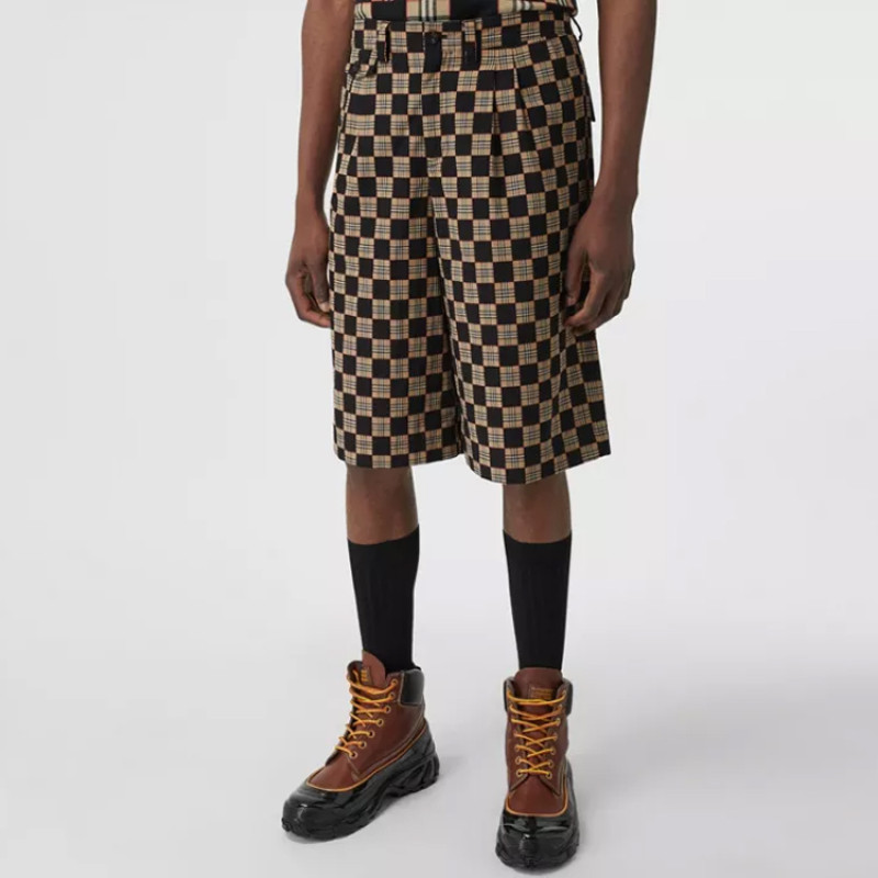 Burberry Chequer Cotton Jacquard Tailored Shorts