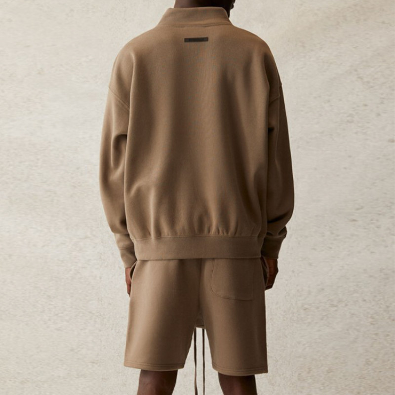 Fear of God Essentials SS21 Pull-Over Mockneck Taupe Logo