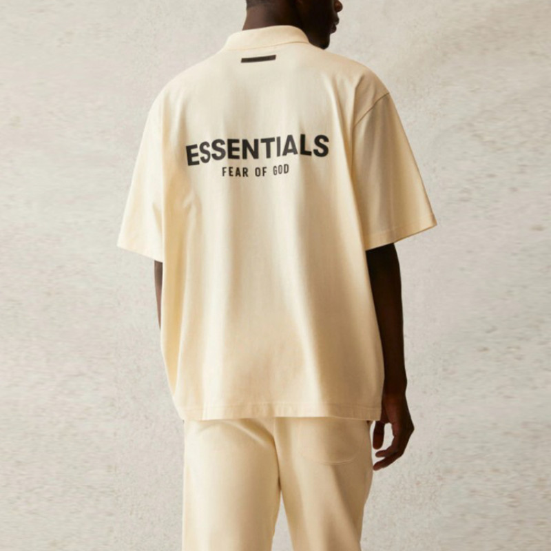 Fear of God Essentials SS21 Short Sleeve Polo ButtercreamCream LogoPolo