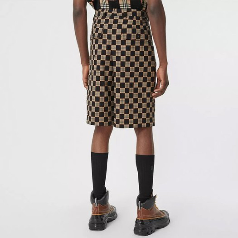 Burberry Chequer Cotton Jacquard Tailored Shorts