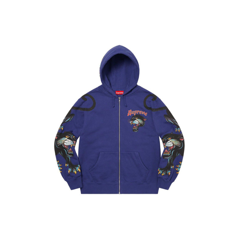 Supreme SS21 Week 15 Panther Zip Up Hooded Sweatshirt Logo
