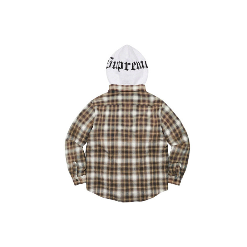 Supreme FW21 Week 9 Hooded Flannel Zip Up Shirt