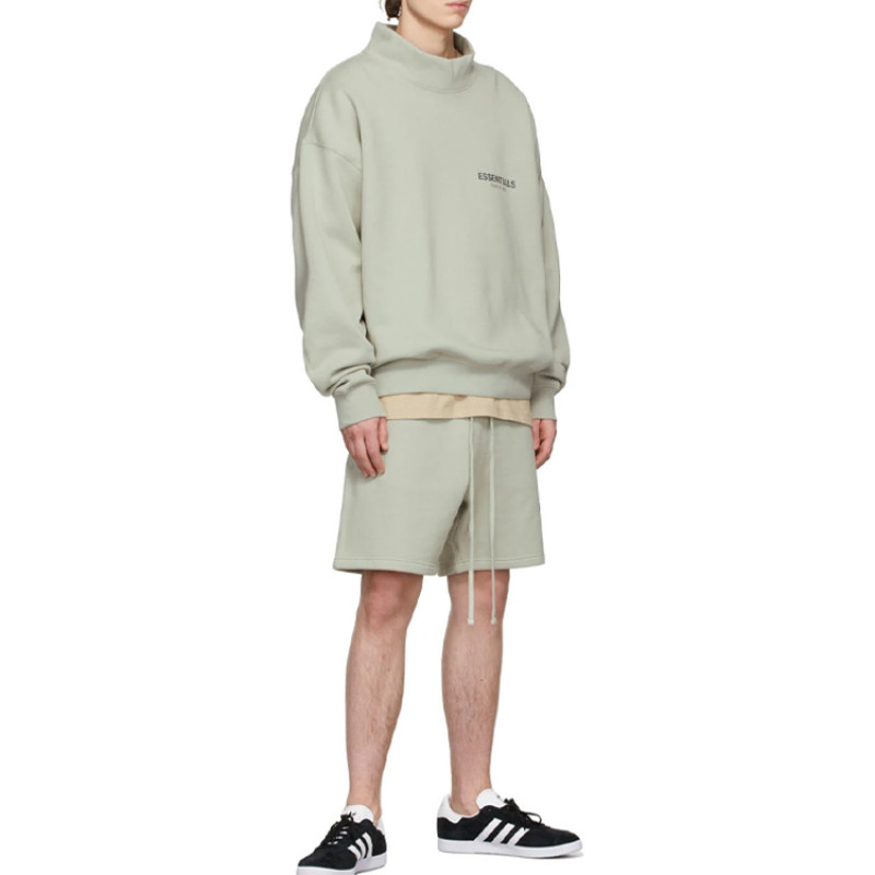 Fear of God Essentials FW21 Mock Neck Sweatshirt GreenConcrete Logo