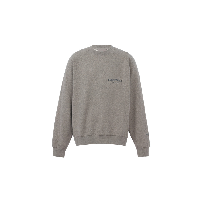 Fear of God Essentials FW21 Pullover Crewneck Dark Heather Oatmeal Logo
