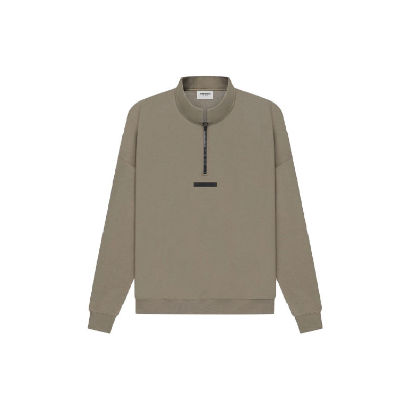 Fear of God Essentials SS21 Mockneck Half Zip Taupe Logo