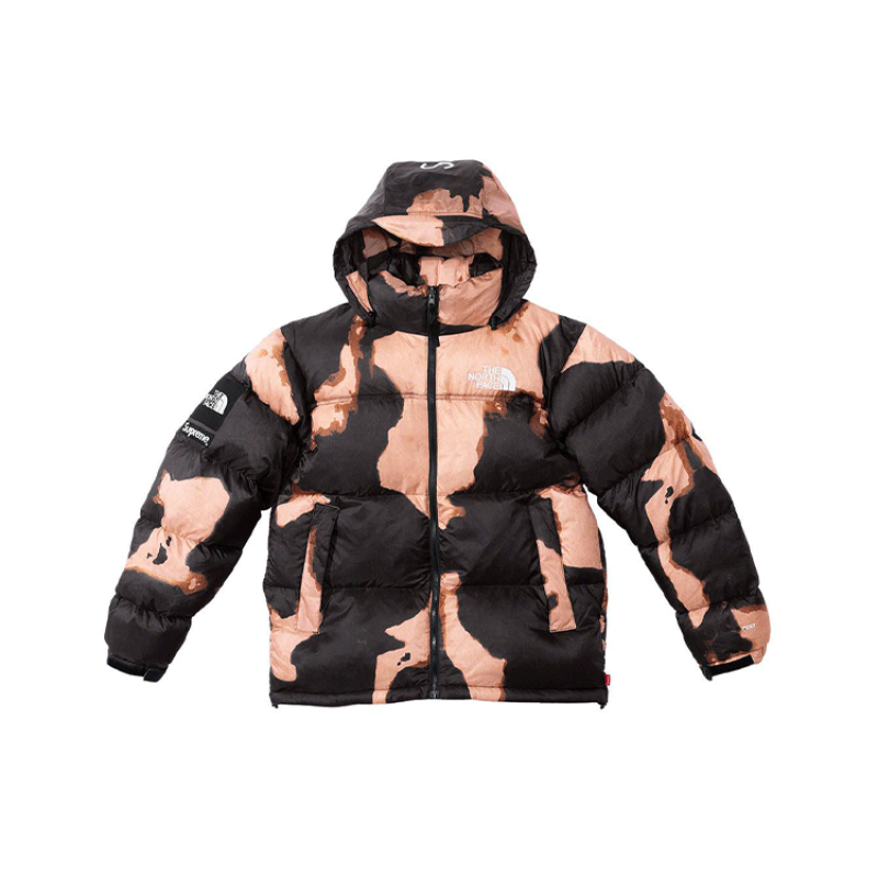 Supreme x THE NORTH FACE FW21 TNF Bleached Denim Print Nuptse Jacket