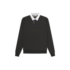 Fear of God Essentials SS23 waffle henley rugby off black LogoPOLO