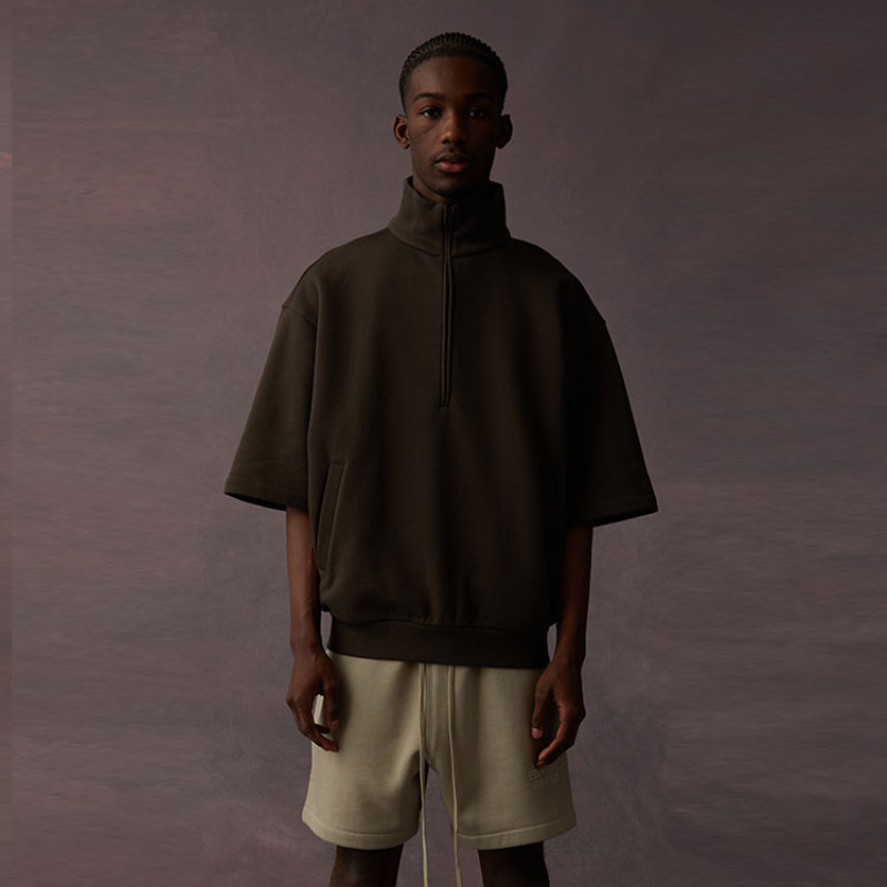 Fear of God Essentials Drop2 SS23 LS Halfzip 34 Sleeve Shirt Off-Black
