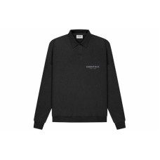 Fear of God Essentials SS21 Long Sleeve French Terry Polo Stretch Limo Black Polo