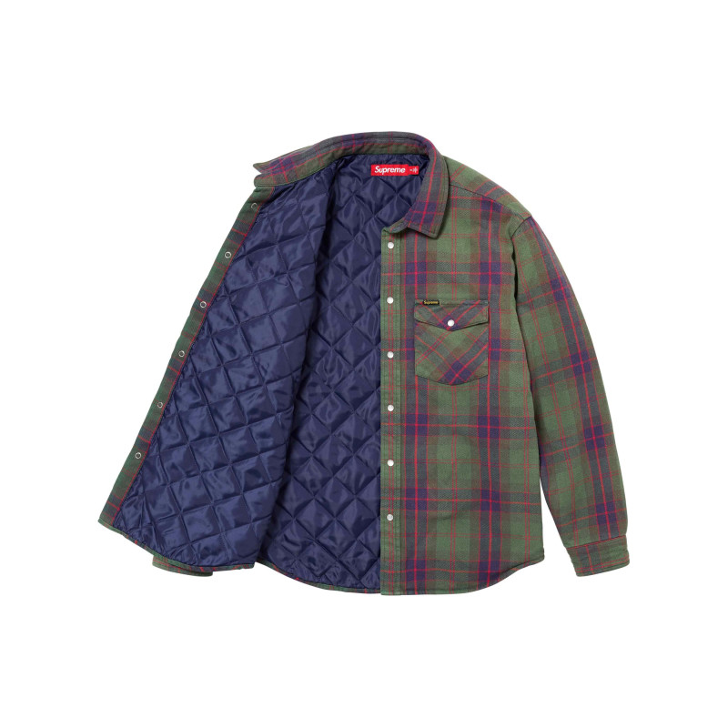 Supreme SS24 WEEK1 QUILTED FLANNEL SNAP SHIRT