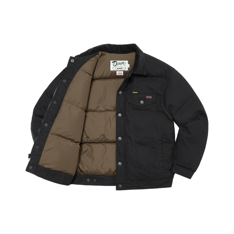 Supreme x Schott Supreme Week 15 Canvas Down Trucker Jacket Logo