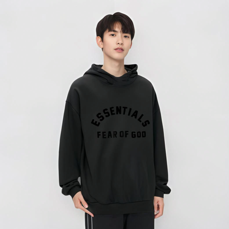 Fear of God Essentials SS24 drop2 Nylon Fleece Hoodie JET BLACK