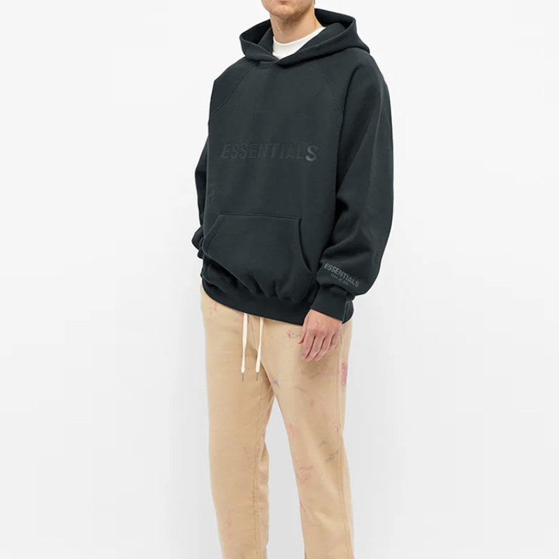 Fear of God Essentials FW20 Silicone Logo Raised Hoodie Dark Navy